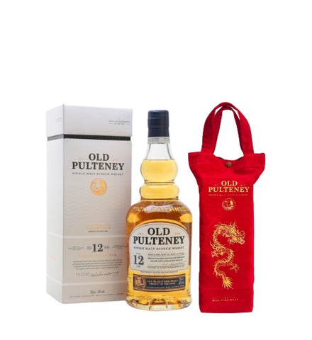 1x Old Pulteney Single Malt Scotch Whisky 12 Y.O. - 700ml - 40%+ 1x Red Velvet Bag